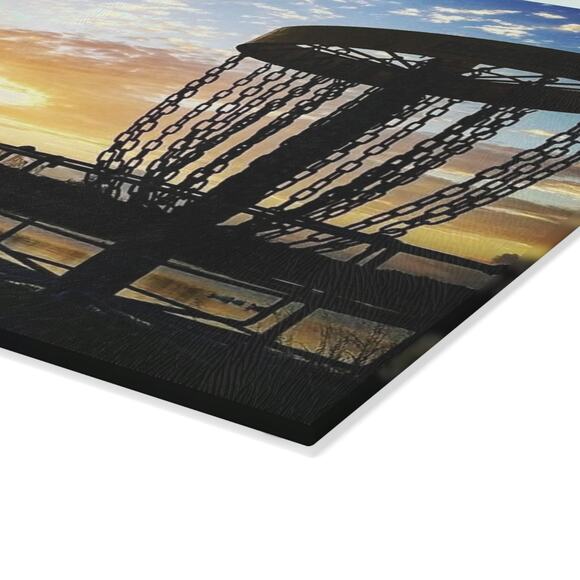 Disc Golf Blue Sunset Glass Cutting Board Discgolf Discgolfer Gift - Picture 7 of 8